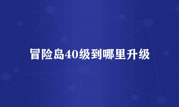 冒险岛40级到哪里升级