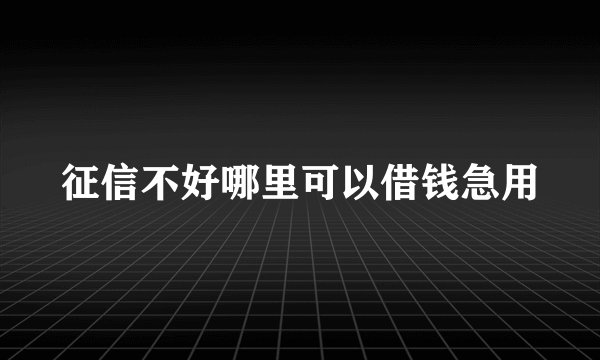 征信不好哪里可以借钱急用