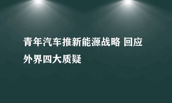 青年汽车推新能源战略 回应外界四大质疑