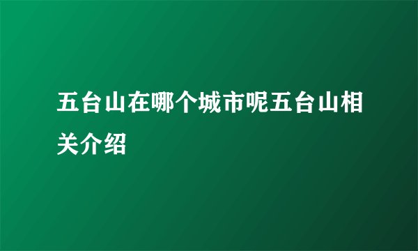五台山在哪个城市呢五台山相关介绍