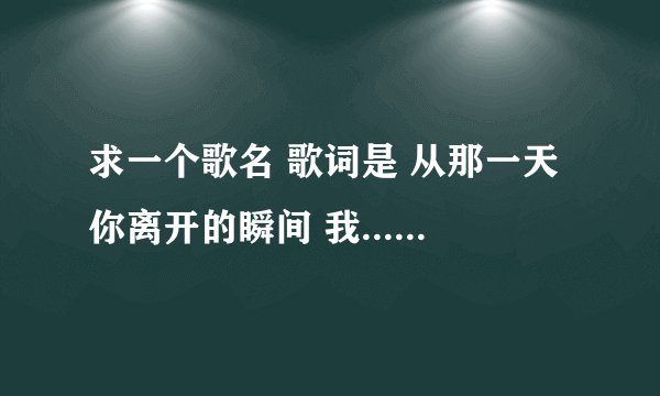 求一个歌名 歌词是 从那一天你离开的瞬间 我... 后面忘记了 求解答
