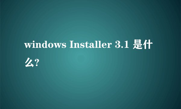 windows Installer 3.1 是什么?