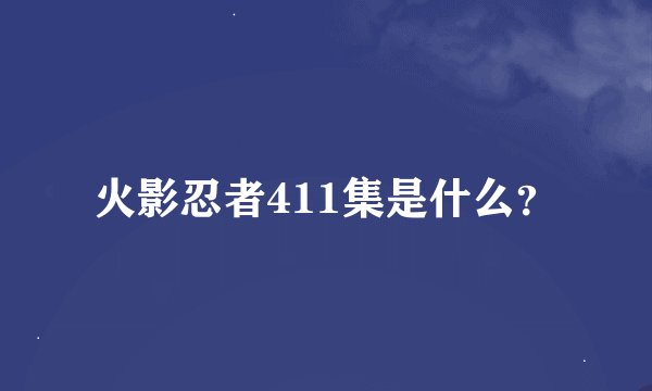 火影忍者411集是什么？