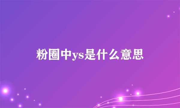 粉圈中ys是什么意思