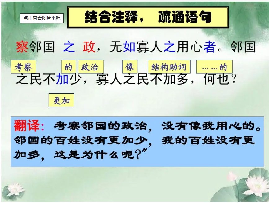 寡人之于国也原文及翻译及注释