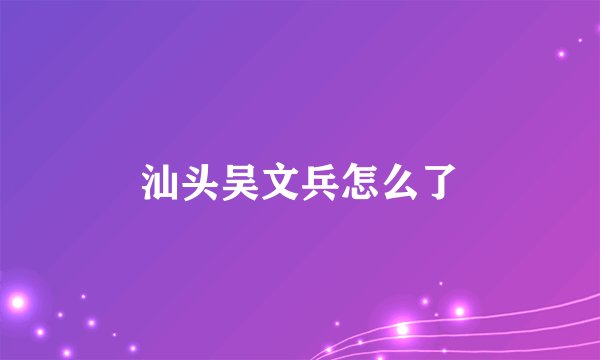 汕头吴文兵怎么了