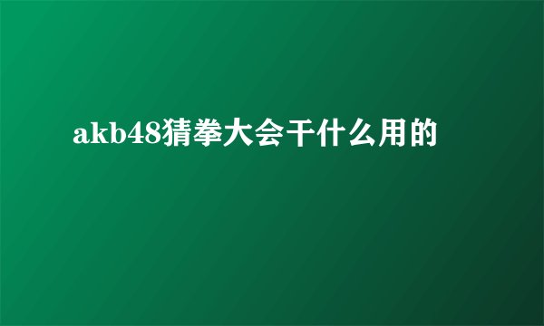 akb48猜拳大会干什么用的