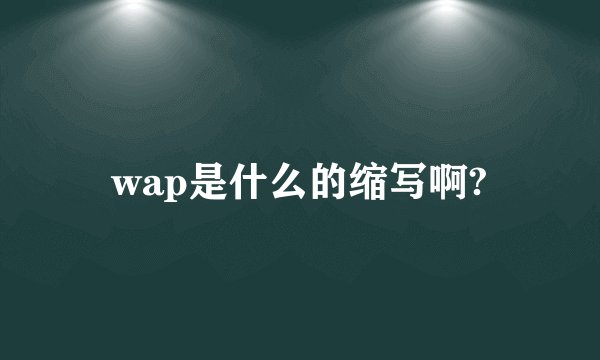 wap是什么的缩写啊?