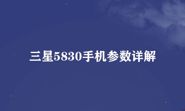 三星5830手机参数详解