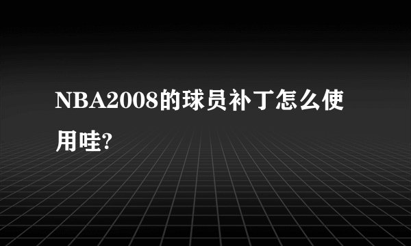 NBA2008的球员补丁怎么使用哇?