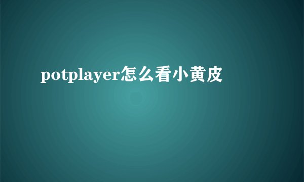 potplayer怎么看小黄皮