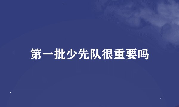 第一批少先队很重要吗