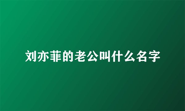 刘亦菲的老公叫什么名字