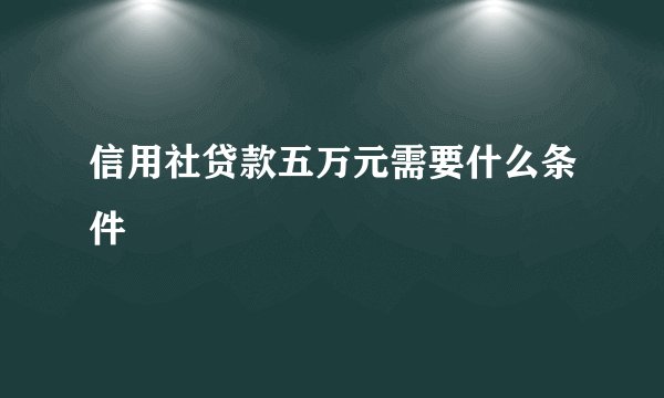 信用社贷款五万元需要什么条件