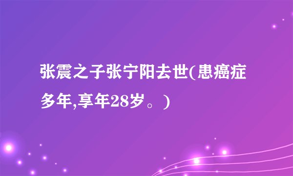 张震之子张宁阳去世(患癌症多年,享年28岁。)