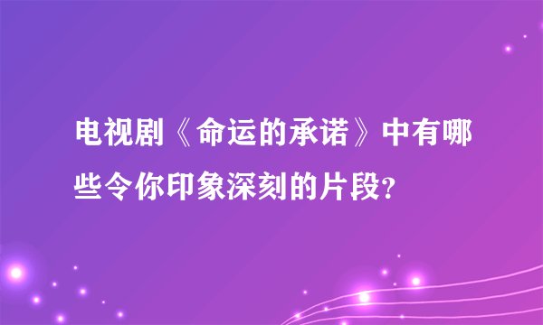 电视剧《命运的承诺》中有哪些令你印象深刻的片段？
