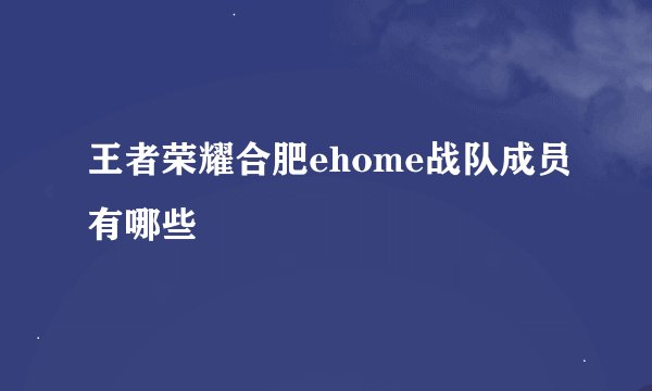 王者荣耀合肥ehome战队成员有哪些