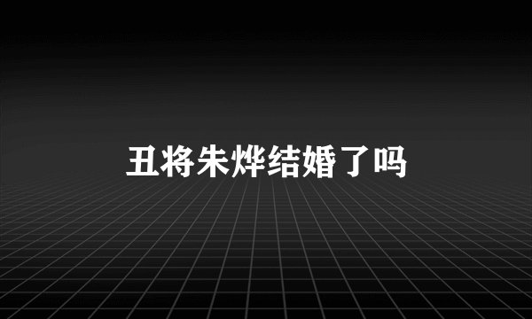 丑将朱烨结婚了吗