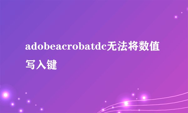 adobeacrobatdc无法将数值写入键