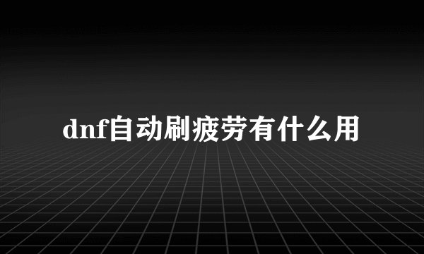 dnf自动刷疲劳有什么用