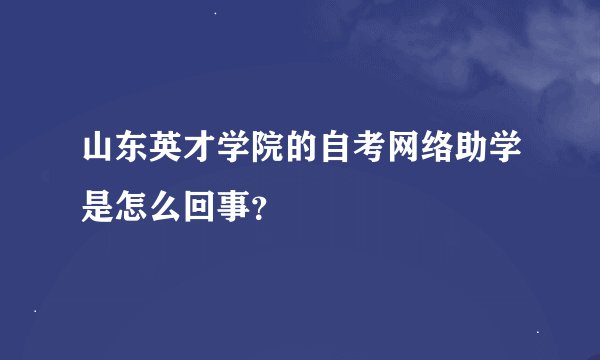 山东英才学院的自考网络助学是怎么回事？