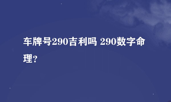 车牌号290吉利吗 290数字命理？