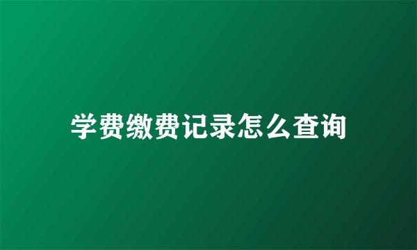 学费缴费记录怎么查询