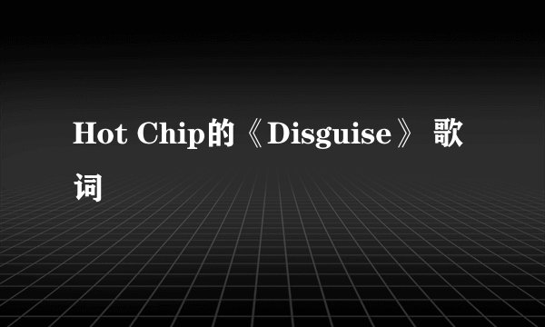 Hot Chip的《Disguise》 歌词