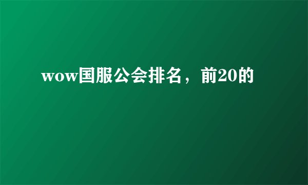 wow国服公会排名,前20的
