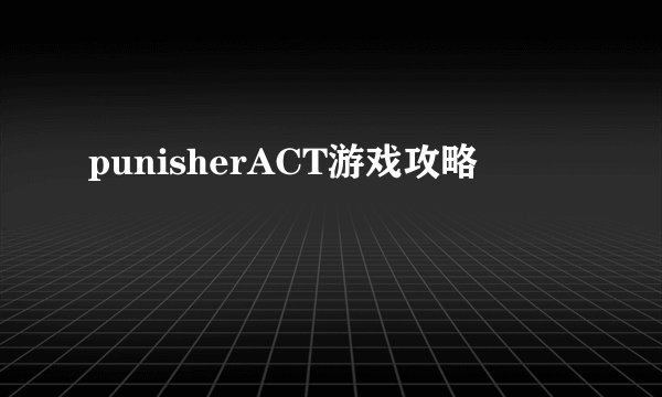 punisherACT游戏攻略
