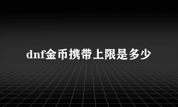 dnf金币携带上限是多少