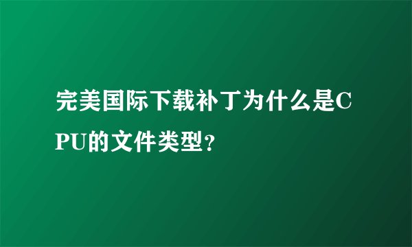 完美国际下载补丁为什么是CPU的文件类型？
