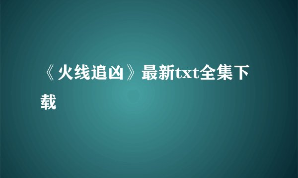 《火线追凶》最新txt全集下载