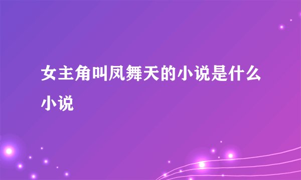 女主角叫凤舞天的小说是什么小说