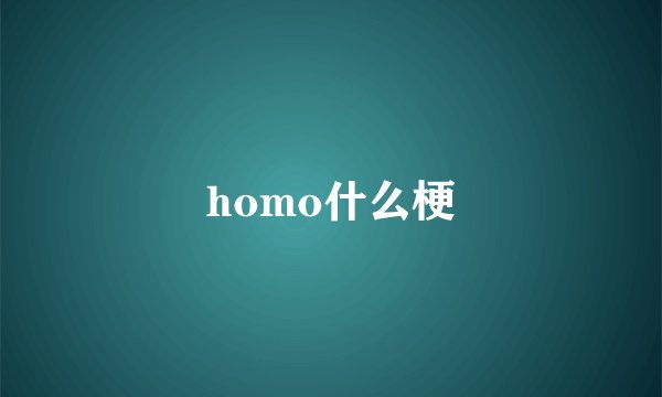 homo什么梗