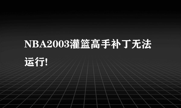 NBA2003灌篮高手补丁无法运行!
