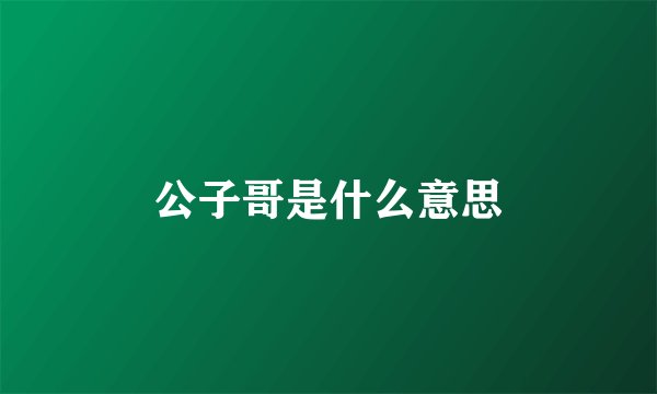 公子哥是什么意思