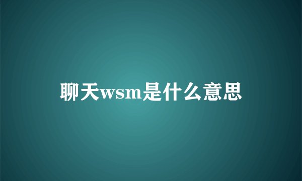 聊天wsm是什么意思