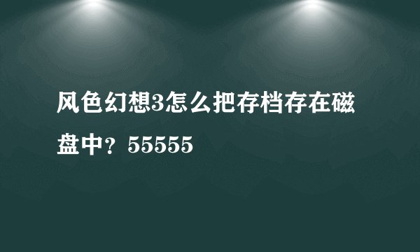 风色幻想3怎么把存档存在磁盘中？55555