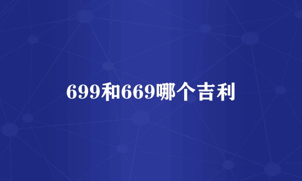 699和669哪个吉利