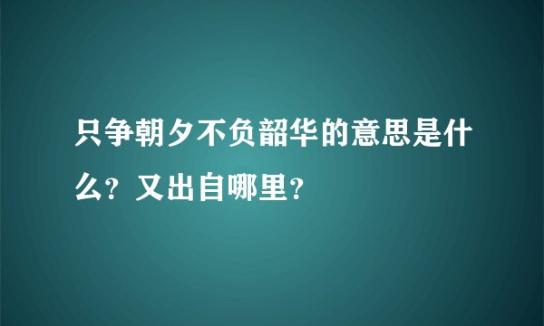 只争朝夕不负韶华的意思是什么？又出自哪里？