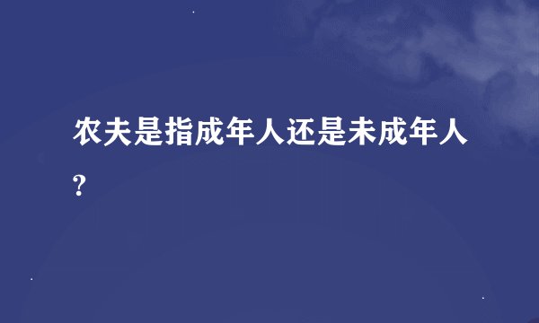 农夫是指成年人还是未成年人?