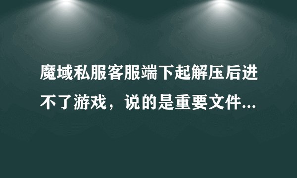 魔域私服客服端下起解压后进不了游戏，说的是重要文件被垃圾补丁破坏~怎样解决垃圾补丁