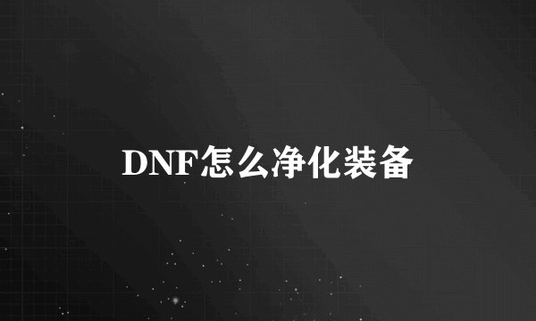 DNF怎么净化装备