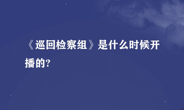 《巡回检察组》是什么时候开播的?