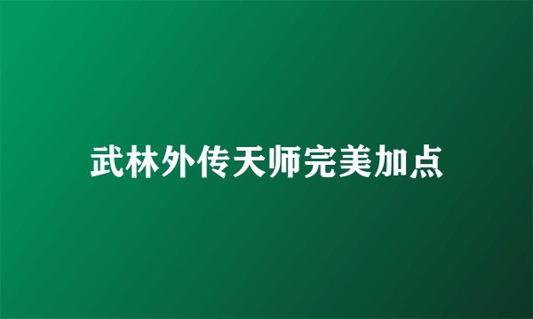 武林外传天师完美加点