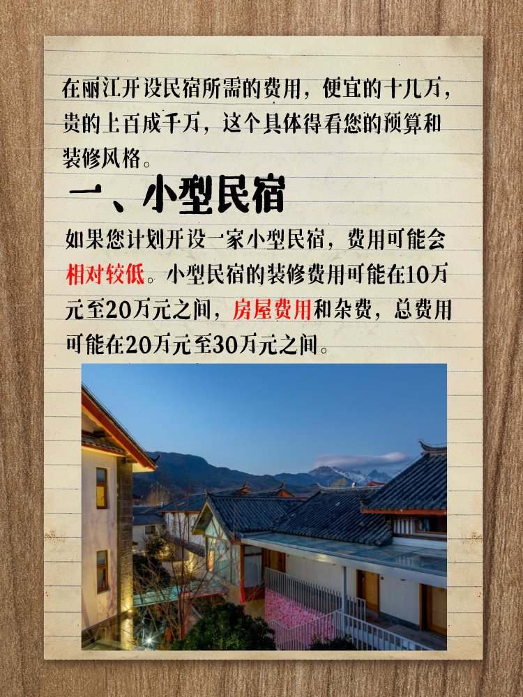 丽江开个民宿多少钱