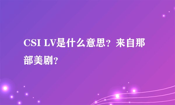CSI LV是什么意思？来自那部美剧？
