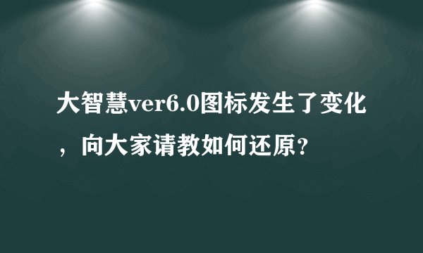 大智慧ver6.0图标发生了变化，向大家请教如何还原？