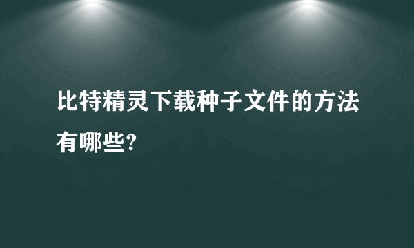 比特精灵下载种子文件的方法有哪些?